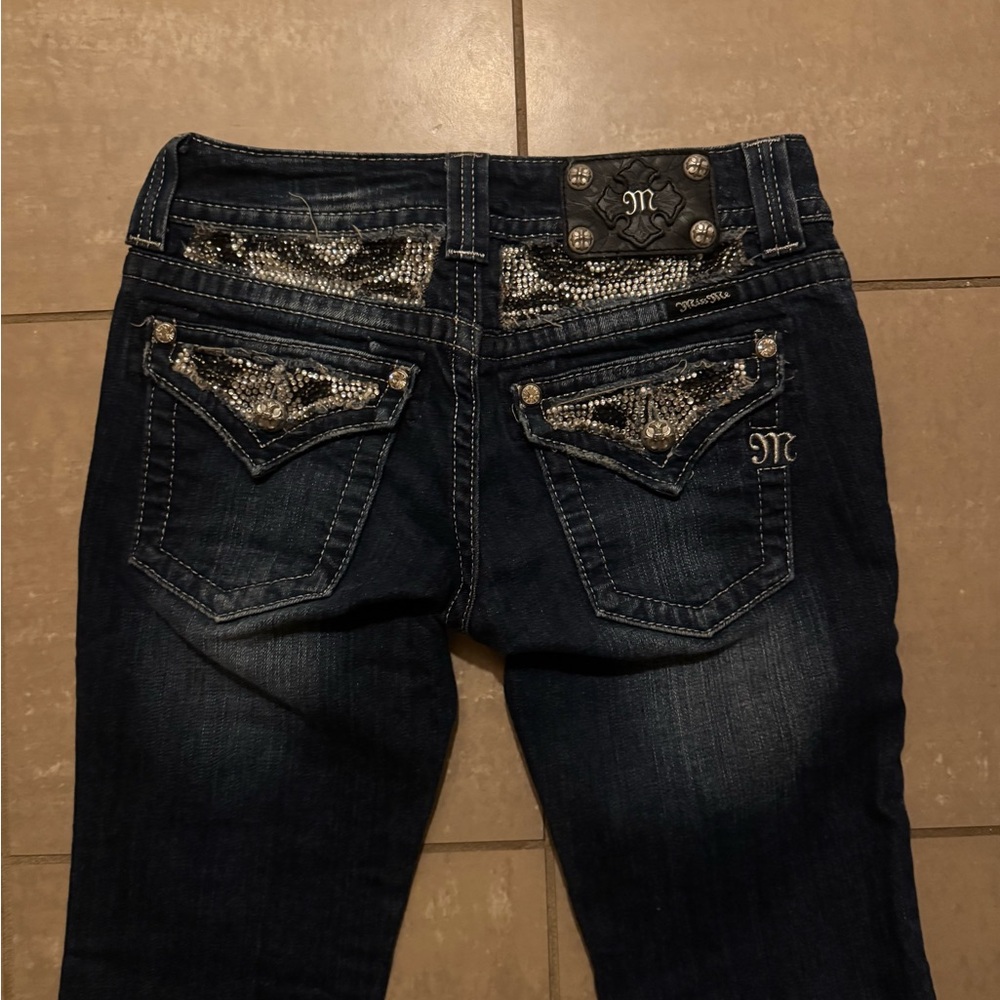 Miss Me Dark Indigo Bootcut Jeans with Fading - Picture 5 of 7